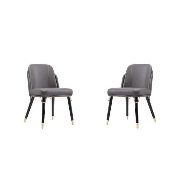 Manhattan Comfort Estelle Dining Chair in Pebble and Black, PK2 2-DC042-PE - main